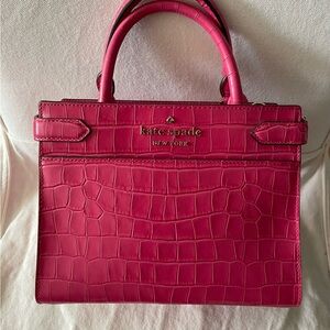 Kate Spade Fuchsia Croc-Embossed Satchel